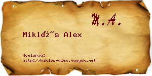 Miklós Alex névjegykártya